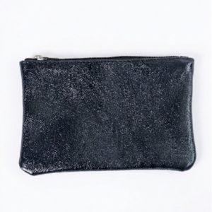 Petite pochette en cuir glitter noir