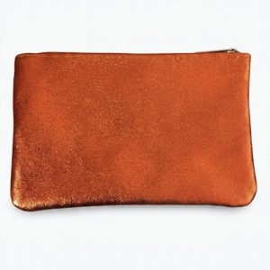 Petite pochette en cuir glitter orange