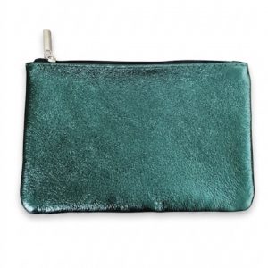 Petite pochette en cuir glitter vert bouteille