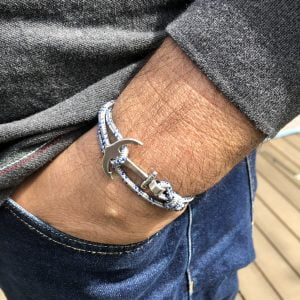 Bracelet Ancre cordon gris