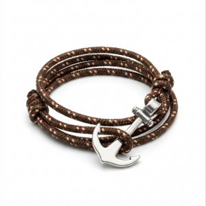 Bracelet Ancre cordon marron