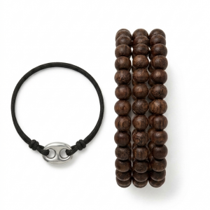 Duo de bracelets perles de bois et grain de café