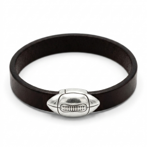 Bracelet homme cuir noir Rugby