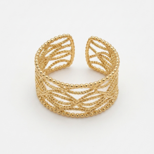 Bague réglable acier doré « beauty »