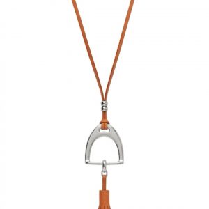 Sautoir Etrier pompon cuir XL
