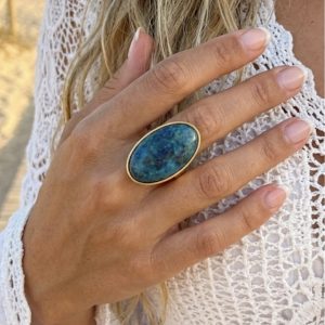 Bague Réglable Pierre Naturelle « Lagoon »
