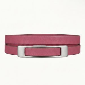 Bracelet cuir fin double tour "Baby" rose