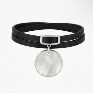 Bracelet cuir fin double tour médaille "TIPI"