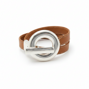 Bracelet double tour cuir marron