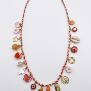 Collier cordelette summer « Aventura Corail »