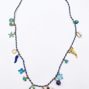 Collier cordelette summer bleu « talisman serenité »