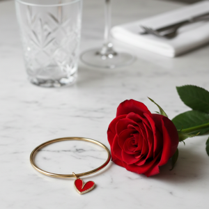 Bracelet jonc cœur rouge