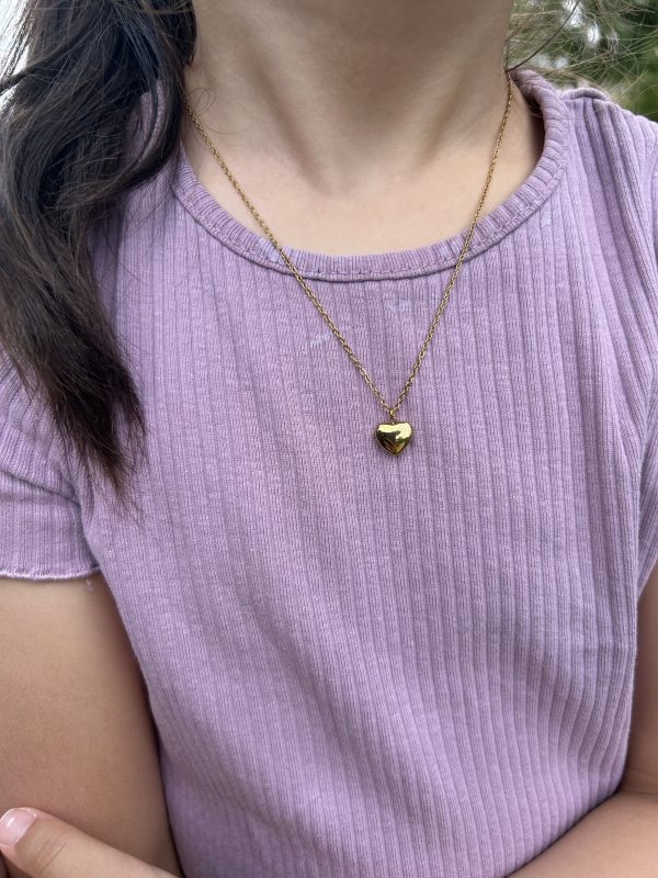 Collier acier coeur enfant