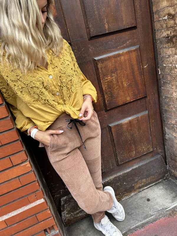 Pantalon velours stretch marron