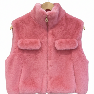 Veste Léa rose fausse fourrure