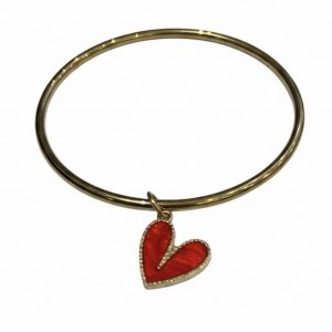 Bracelet jonc cœur rouge