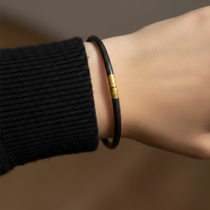 Bracelet Jonc style Bouddhiste gris anthracite