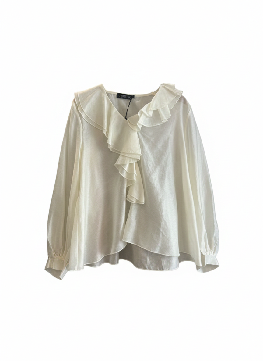 Blouse à volants ivoire
