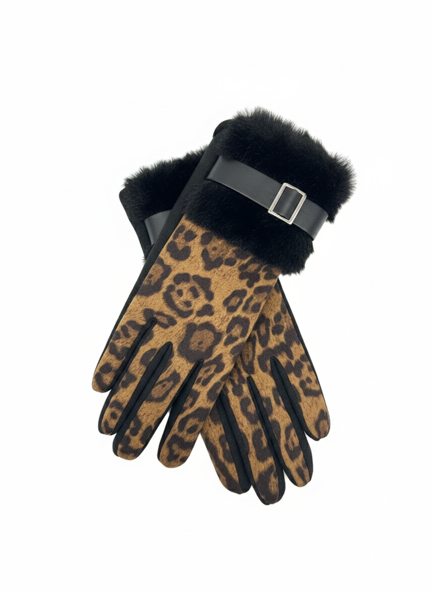Gants Léopard et Fourrure