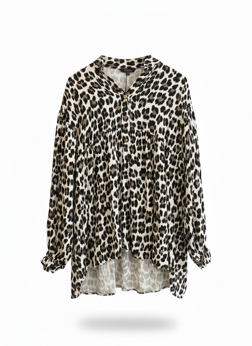 Blouse Fluide à Imprimé Léopard