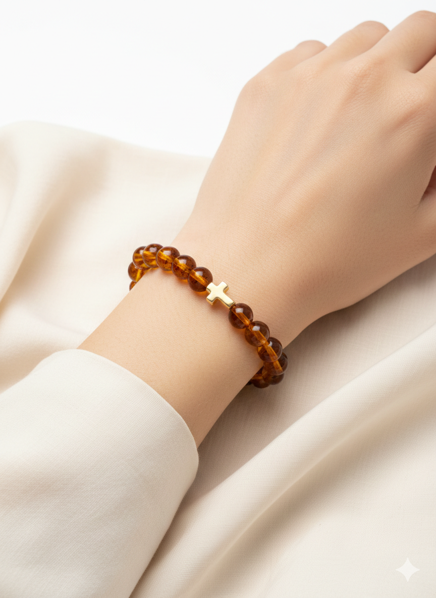 Bracelet Perle Couleur Ambre – Image 2