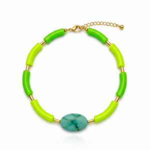 Collier Néon Turquoise Marbrée