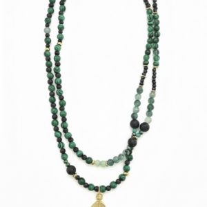 Sautoir Plume Malachite Sauvage