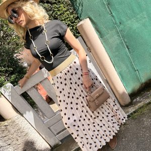 Jupe plissée à pois