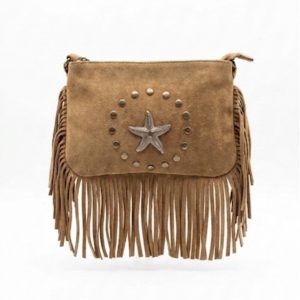 Sac Love daim camel franges