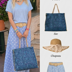 Jupe bleue à pois Paula